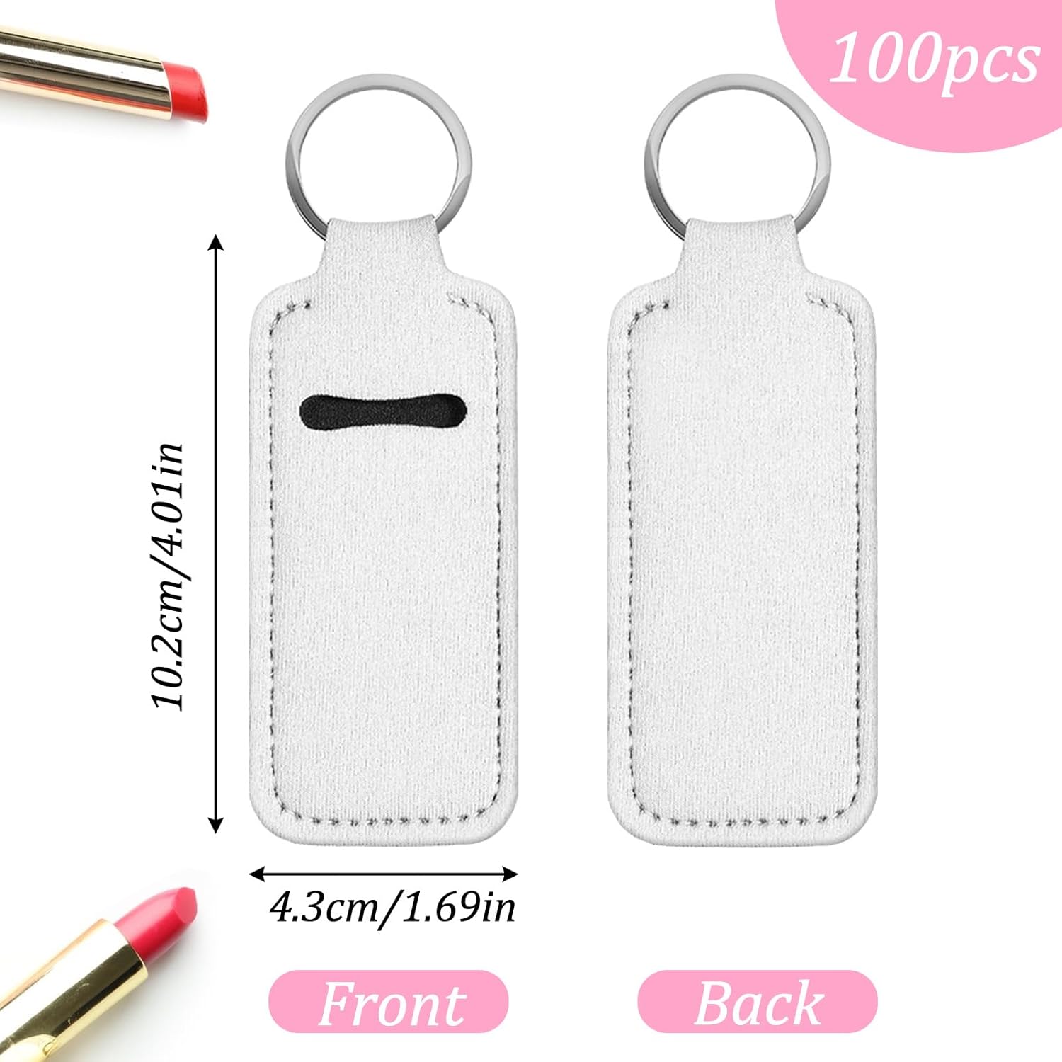 71yT7l02t5L._AC_SL1500_.jpg 100 قطعة حامل مرطب الشفاه سلسلة المفاتيح النيوبرين حامل أحمر الشفاه السائبة التسامي سلسلة المفاتيح الفارغة المحمولة واقية ملمع الشفاه حقيبة للنساء حلقة المفاتيح حقيبة الظهر السفر - الصورة 2