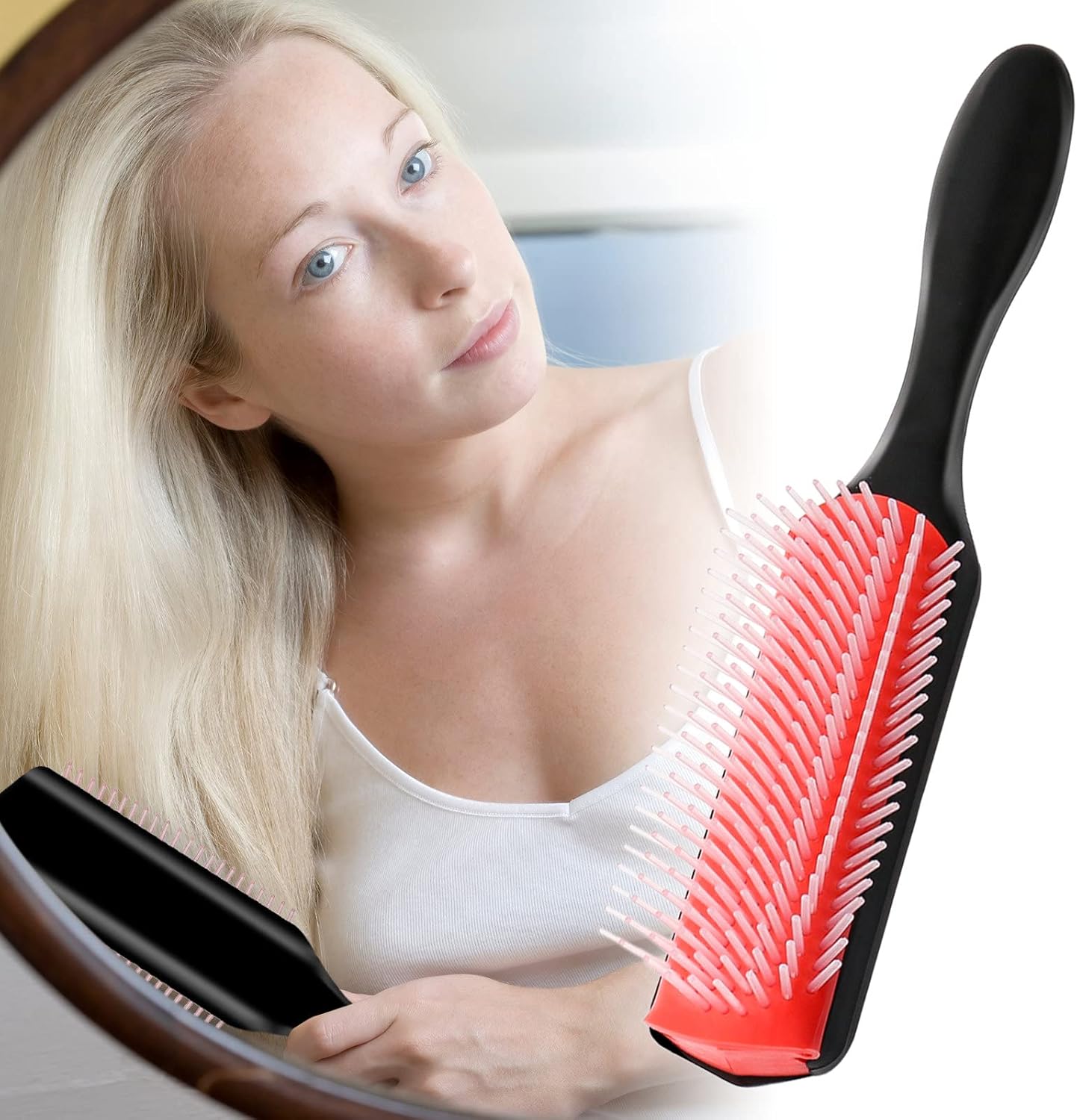 71zbYL4ateL._AC_SL1500_.jpg فرشاة شعر من ساجريني 9 صفوف، فرشاة تصفيف الشعر لفصل الشعر وتشكيل وتحديد تجعيدات الشعر وتصفيفه وفك التشابك ومقاومة للكهرباء الساكنة - الصورة 5