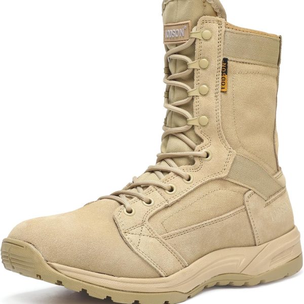 حذاء عمل عسكري تكتيكي للرجال من ايودسون، جيد التهوية للمشي لمسافات طويلة، خفيف الوزن لركوب الدراجات النارية والقتال والصحراء، مقاس 8 انش