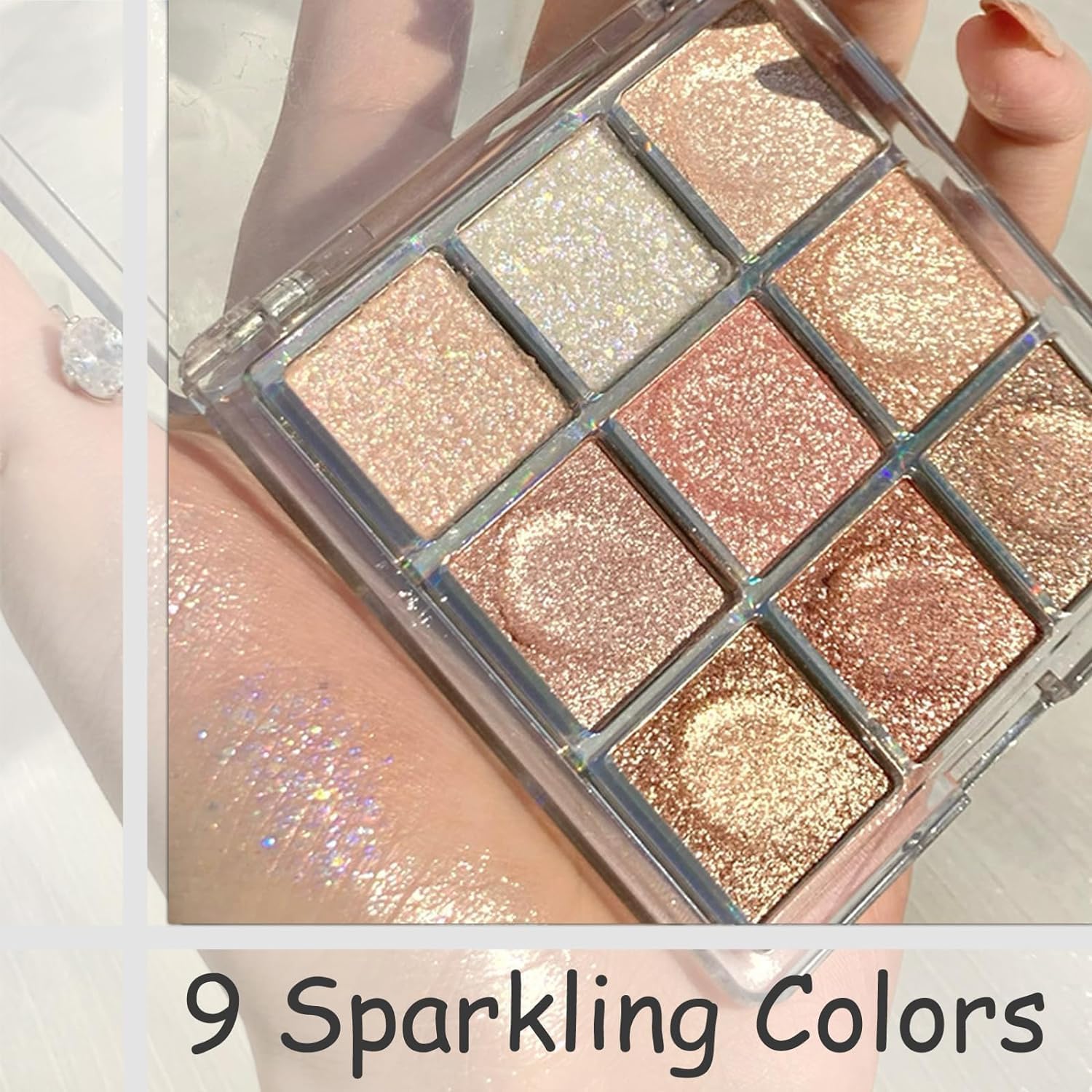 81eBxJKW5L._AC_SL1500_.jpg ظلال عيون لامعة بـ9 الوان من تزويق، مجموعة الوان نابضة بالحياة، ناعمة وتدوم طويلا، متعددة الاستخدامات لاي مظهر، سهلة الاستخدام والازالة، اختيار رائع كهدية - الصورة 2