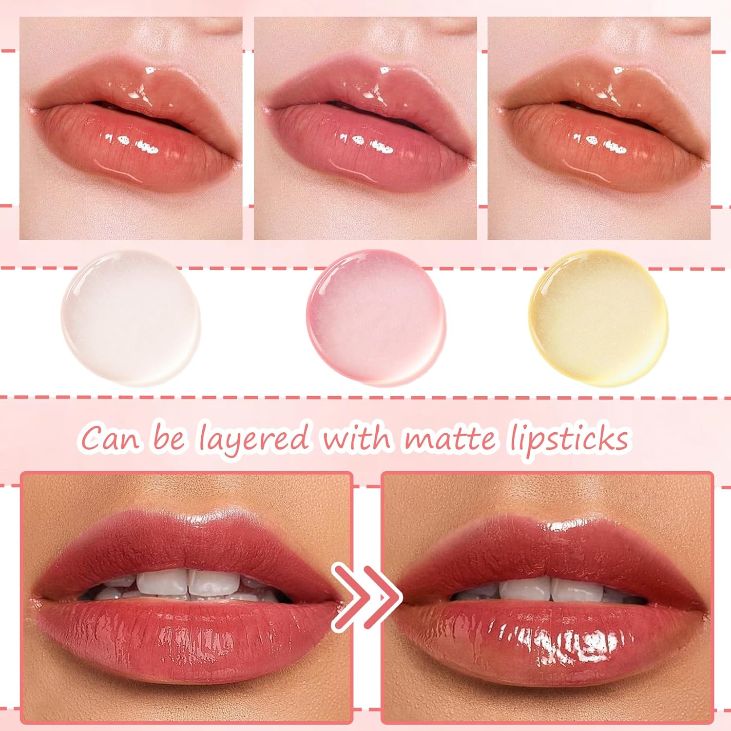 81l8iXi5sL._AC_SL1500_.jpg 3 قطع من زيت ملمع الشفاه المرطب، ملمع شفاه شفاف مرطب، مرطب شفاه ملون غير لزج، ملمع شفاه مغذي يدوم طويلا - الصورة 6