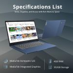 ⁦لابتوب من لينوفو، بمعالج ميدياتك، شاشة 14 إنش، وذاكرة رام 4 جيجابايت⁩ - الصورة ⁦3⁩