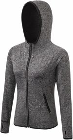 Women Sweatshirts Women's Running Jacket Clothes Long Sleeve Running Hoodie Yoga Gym Fitness Tight Tops Quick-Dry Breathable Sports Coat (Color : Gray, Size : Large)