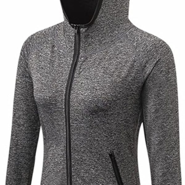 Women Sweatshirts Women's Running Jacket Clothes Long Sleeve Running Hoodie Yoga Gym Fitness Tight Tops Quick-Dry Breathable Sports Coat (Color : Gray, Size : Large)