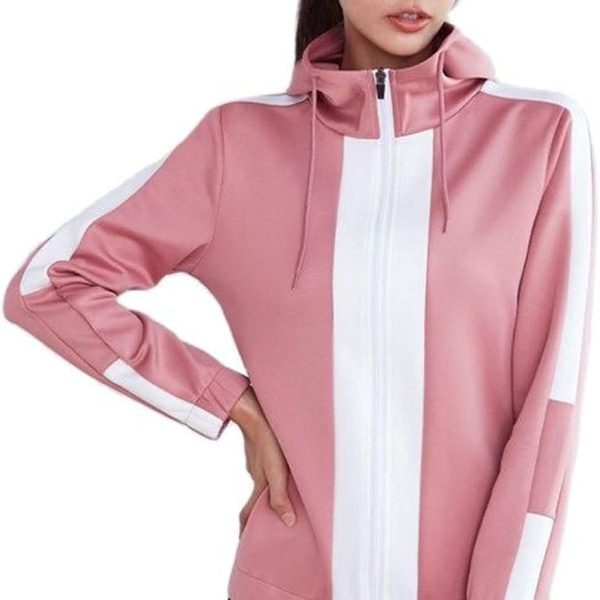 سويت شيرت TOEE حريمي للخريف رياضي سترة للياقة البدنية والجري مزودة بسحاب للنساء في صالة الألعاب الرياضية واليوغا ملابس ضد الرياح والتمرين والركض والملابس الرياضية (اللون: وردي، المقاس: كبير)