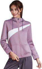 سويت شيرت حريمي من TOEE رياضي خريفي سترة للجري وسحاب للسيدات لممارسة الرياضة واليوجا ذات قلنسوة بألوان زاهية للتدريب على اللياقة البدنية ملابس خارجية مقاومة للرياح (اللون: أرجواني فاتح، المقاس: متوسط)