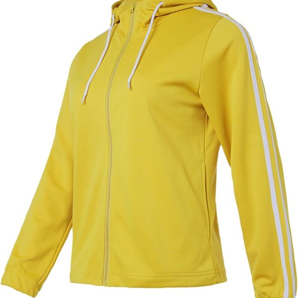 سويت شيرت حريمي من TOEE سترات رياضية للجري وسحاب للسيدات قمصان رياضية بأكمام طويلة قابلة للتنفس لممارسة التمارين الرياضية والجري (اللون: أصفر، المقاس: كبير)