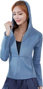سويت شيرت حريمي من TOEE سترات رياضية للخريف والشتاء والرياضة والركض مزودة بسحاب للنساء في صالة الألعاب الرياضية وتدريب اللياقة البدنية والركض والملابس الخارجية (اللون: أزرق، المقاس: متوسط)