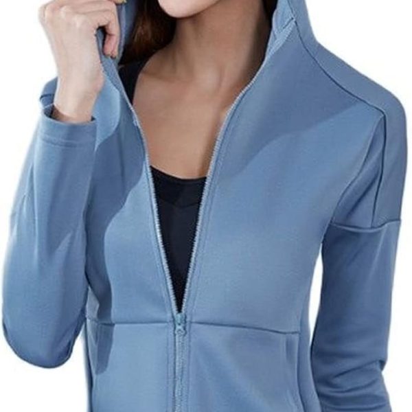 سويت شيرت حريمي من TOEE سترات رياضية للخريف والشتاء والرياضة والركض مزودة بسحاب للنساء في صالة الألعاب الرياضية وتدريب اللياقة البدنية والركض والملابس الخارجية (اللون: أزرق، المقاس: متوسط)
