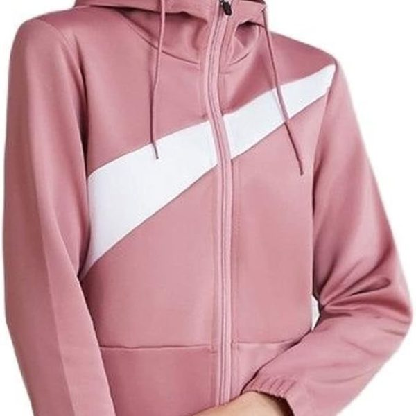 سويت شيرت حريمي من TOEE سترة رياضية للخريف والجري وسحّاب للجيم اليوغا هوديي ألوان منقطة للتدريب واللياقة البدنية والتمارين الرياضية والرياح (اللون: وردي، المقاس: إكس لارج)